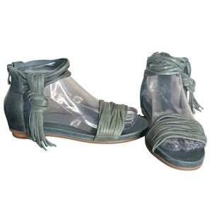 Antelope Teal Green Leather Wrap Sandals Tassel Boho Women Size 36 6